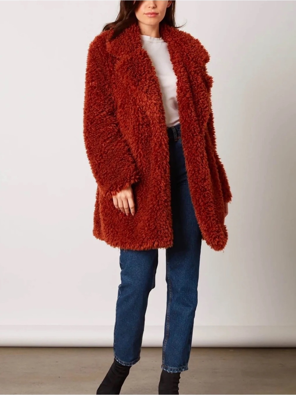Forever 21 Open Collar Shaggy Faux Fur Jacket